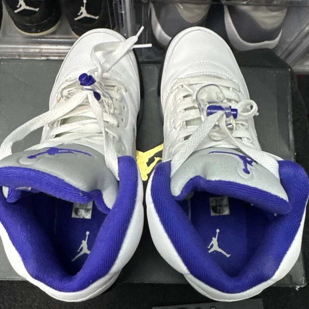 Jordan Air Jordan 5 Retro Concord White Purple Black Leather Sneakers size 7Y - Picture 5 of 13